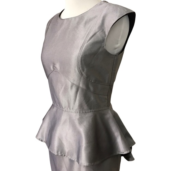 Silver metallic dress with peplum skirt - Picture 3 of 10